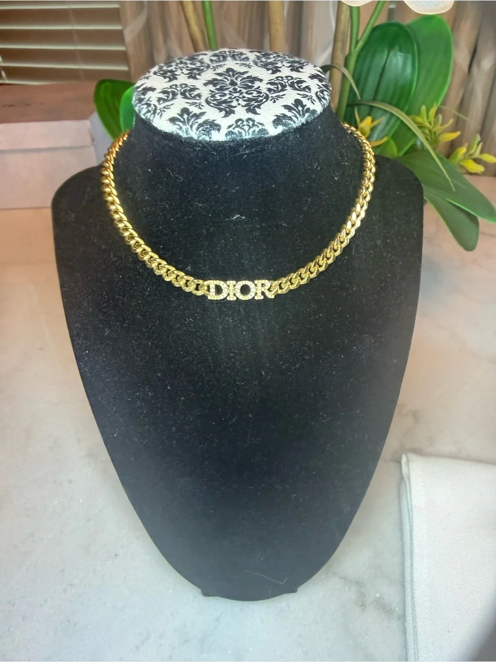 Dior Gold-Tone 'DIOR' Chain Necklace